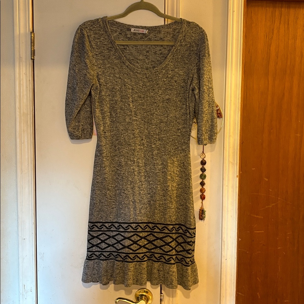 JustFab Gray and Black Knit Dress